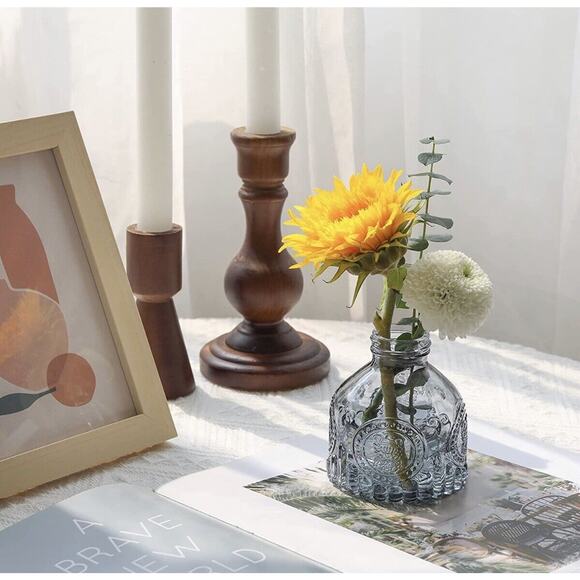 Small grey glass bohemian bottle or bud vase - Picture 2 of 6